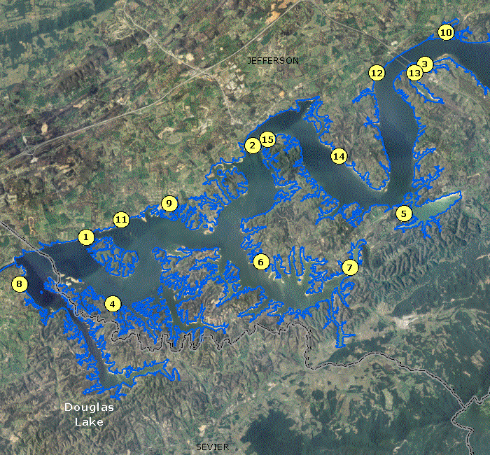 Localwaters Douglas Lake Maps Boat Ramps TN