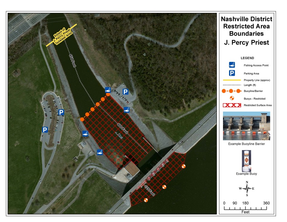 J Percy Priest Lake Dam tailwater safety zone