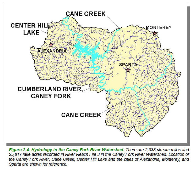 Caney Fork River Map Watershed