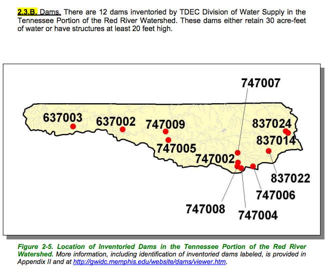 red river map dams