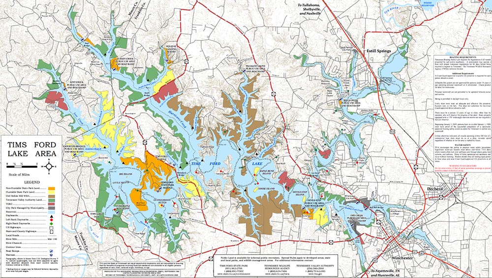 Tims Ford Lake Fishing Map Localwaters Tims Ford Lake Maps Boat Ramps Fishing