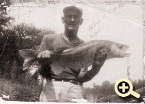 Mabry Harper, 1960 with World Record Walleye, caught in Old Hickory Lake Tennessee