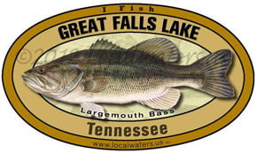 Great Falls Rock Island Tennessee largemouth bass sticker decal 5x3