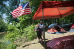Buffalo River Float Trip by Kayak raising the flag on Memorial Day 2013