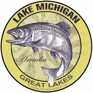 Lake Michigan Arcadia Great Lakes Fishing sticker