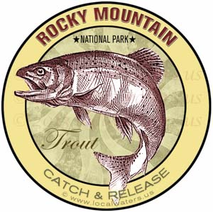 Trout fishing sticker Rocky Mountain National Park