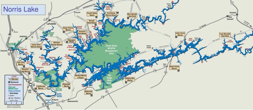 Norris Lake TWRA Map courtesy of Region 4