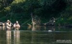 Fly fishermen with a trout on the Caney Fork River