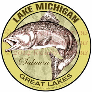 Lake Michigan King Salmon Fishing Sticker Great Lakes decal