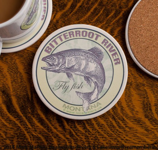 Bitterroot River Fly Fishing sandstone coaster