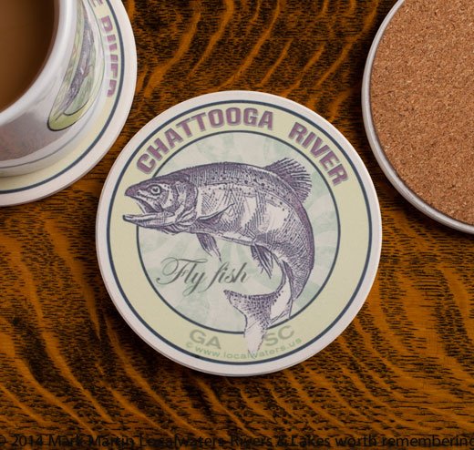 Chattooga River Fly Fishing sandstone coaster