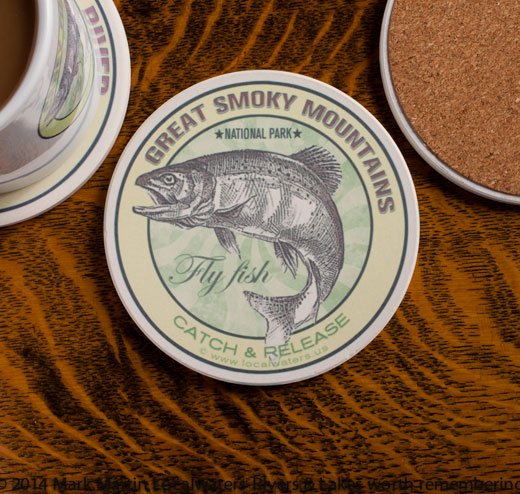Great Smoky Mountains National Park Fly Fishing sandstone coaster