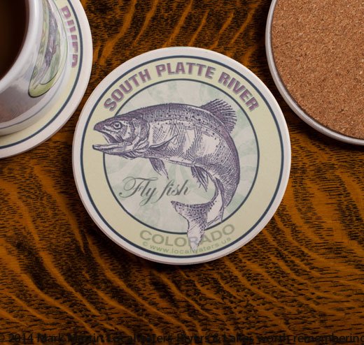 South Platte River Fly Fishing sandstone coaster