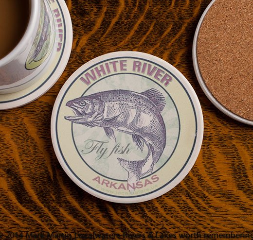 White River Fly Fishing sandstone coaster