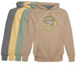 Columbia River Salmon Fishing hoodie fleece Washington Oregon Vintage Khaki pull over