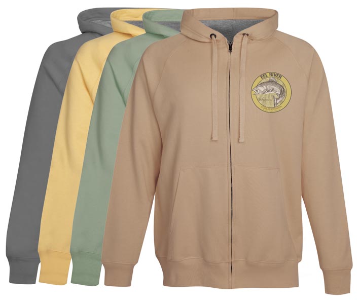 Eel River Salmon Fishing Hoodie Fleece California vintage khaki zip up trout clothes gifts