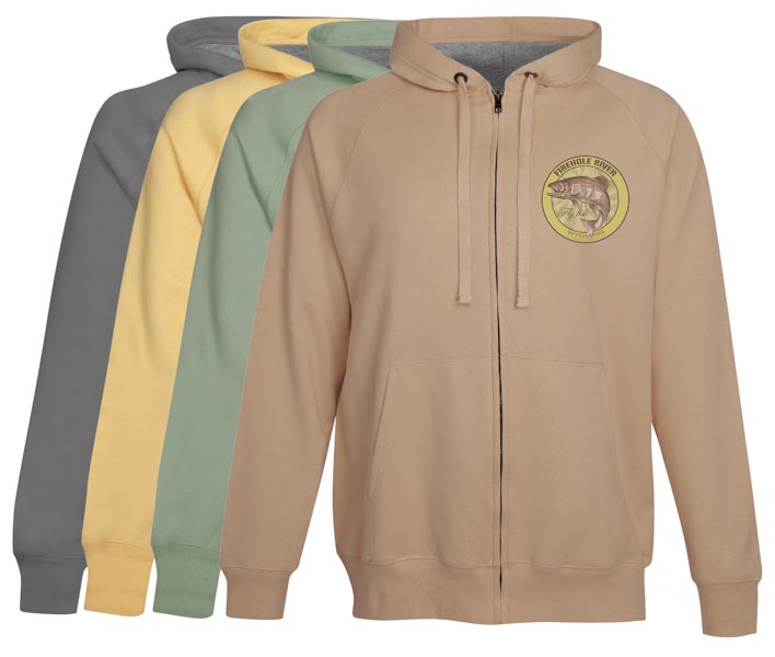 Firehole River Fly Fishing hoodie Fleece Wyoming Vinage Khaki Vip Up anglers apparel clothing gifts