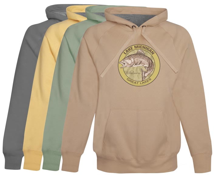 Lake Michigan Salmon Fishing Hoodie Fleece