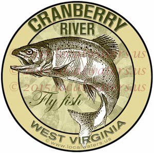 Cranberry River Sticker Fly Fishing Decal West Virginia Trout Fish Jumping Logo Emblem Design