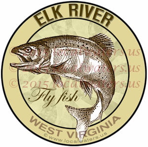 Elk River Sticker Fly Fishing Decal West Virginia Trout Fish Jumping Logo Design Emblem
