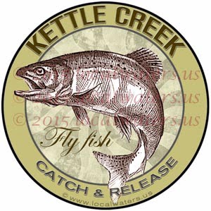 Kettle Creek Sticker Fly Fishing Decal Catch Release Trout Fish Jumping Logo Emblem Design