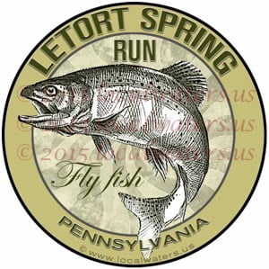 Letort Spring Run Sticker Fly Fishing Decal Pennsylvania Trout Fish Jumping logo emblem design