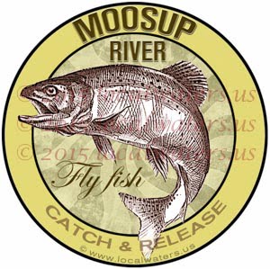 Moosup River Sticker Fly Fishing Decal Catch and Release Rhode Island Trout Fish Jumping Logo