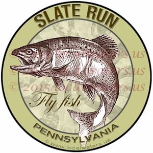 Slate Run Sticker Fly Fishing Decal Pennsylvania Trout Fish Jumping Emblem Logo Design