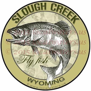 Slough Creek Sticker Fly Fishing Decal Wyoming Trout Jumping Logo Emblem Design