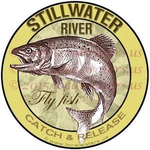 Stillwater River Sticker Fly Fishing Decal Catch Release Trout Fish Jumping Logo