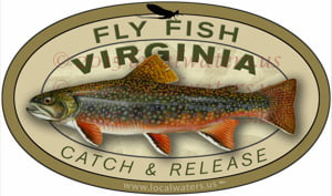 Fly Fishing Virginia Sticker Catch and Release Decal Brook Trout