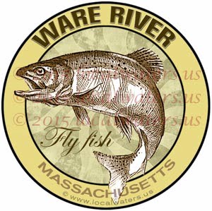 Ware River Sticker Fly Fishing Decal Massachusetts Trout Fish Jumping Logo Design Emblem