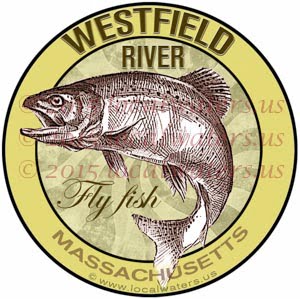 Westfield River Sticker Fly Fishing Decal Massachusetts Trout Fish Jumping Logo Design Emblem