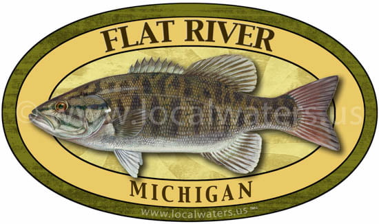 Flat River Smallmouth Bass Fishing Sticker Michigan Decal Logo