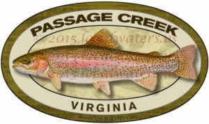 Passage Creek Sticker Rainbow Trout fishing decal Virginia logo