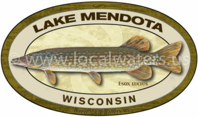 Lake Mendota Northern Pike Fishing Wisconsin Sticker Fishing Decal Logo