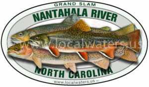 Nantahala River Fishing Trout Grand Slam Sticker Fish Decal Brook Trout, Brown Trout, Rainbow Trout North Carolina