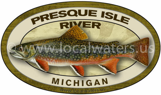 Presque Isle River Brook Trout Fishing Sticker Decal Michigan Logo