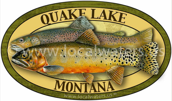 Quake Lake Trout Fishing Sticker Montana Decal Cutthroat Brown Trout
