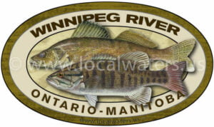 Winnipeg River Smallmouth Bass and Walleye Ontario-Manitoba Canada Fishing Sticker Decal Logo